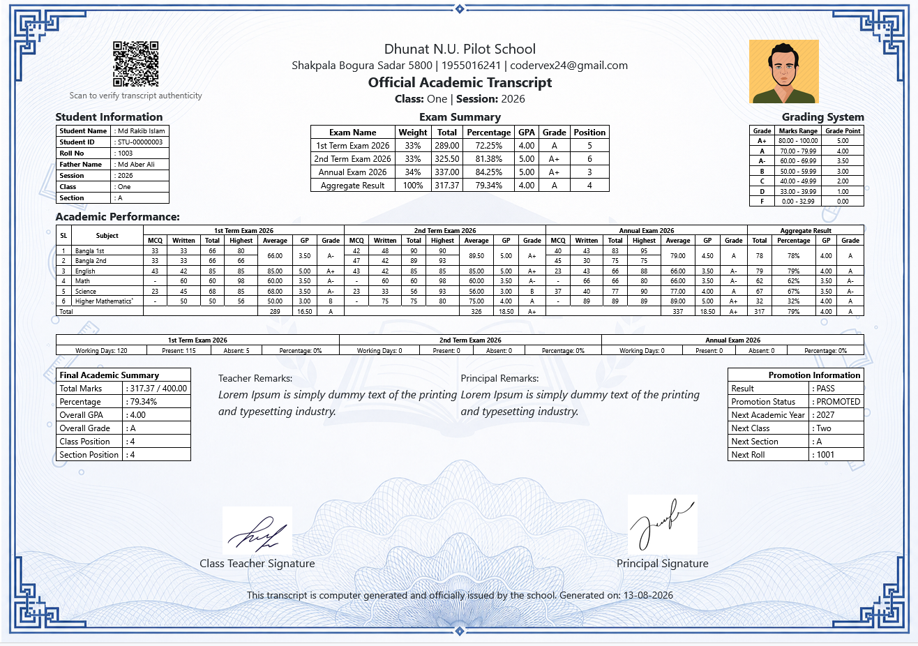 Edum result sheet